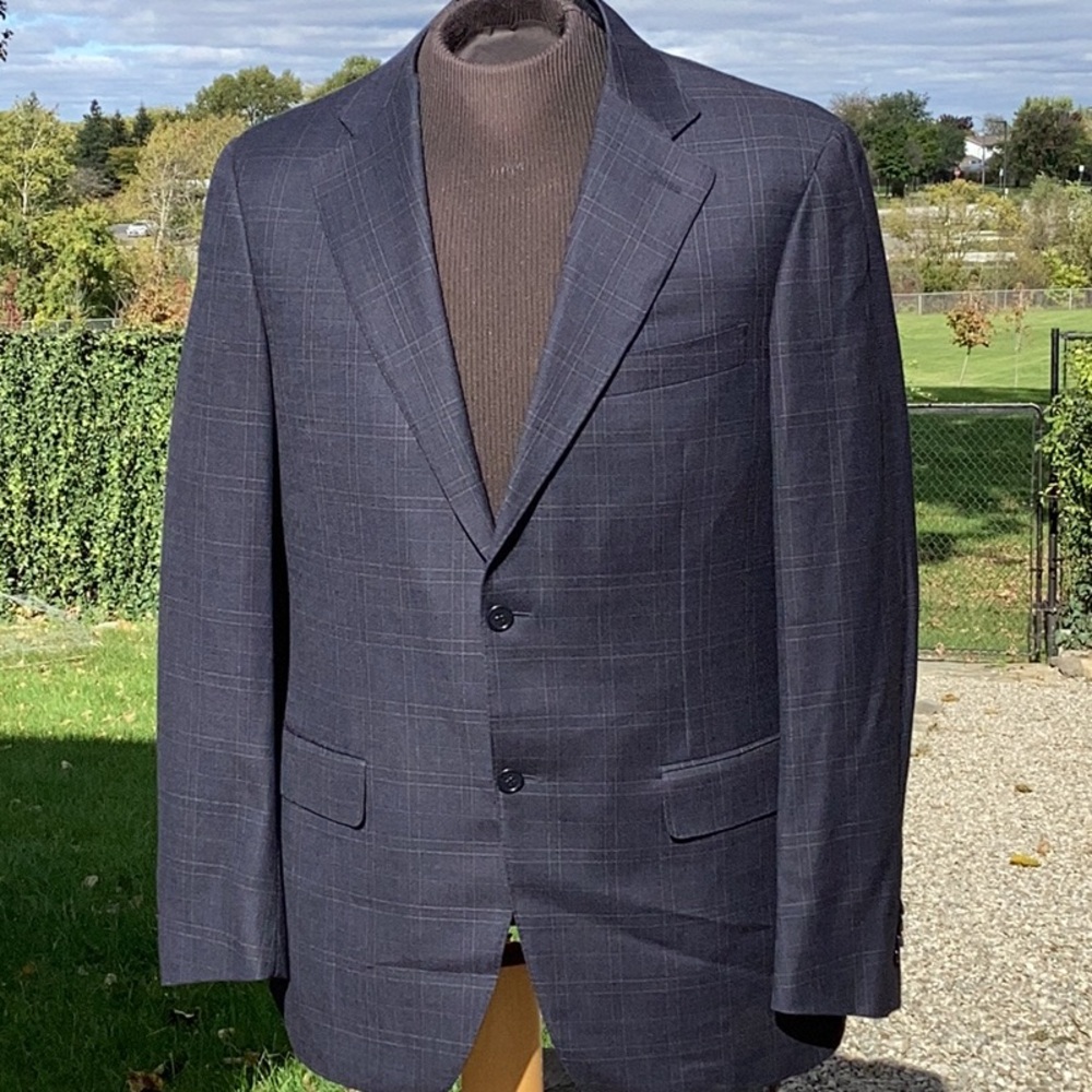 Canali Navy Blue Plaid Blazer